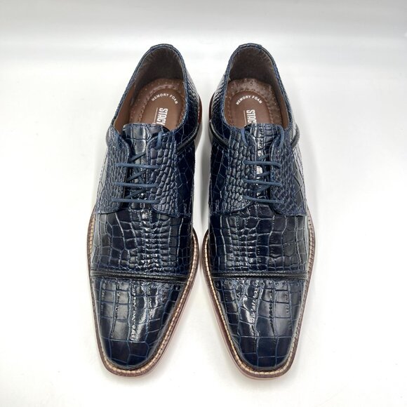 Stacy Adams Mens Raimondo Blue‎ Leather Croc Cap Toe Oxfords Dress Shoes main image 13